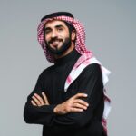 Handsome saudi arabian middle-eastern man with traditional thwab portrait in studio